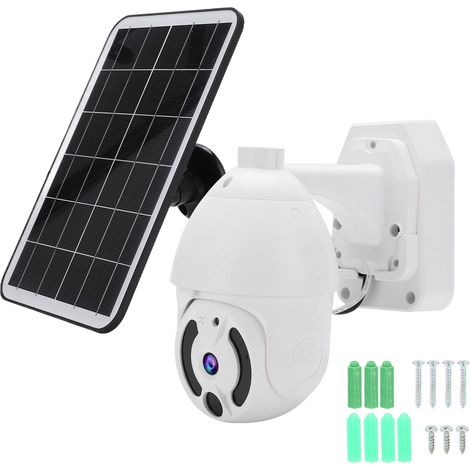 Ensemble de caméra solaire WiFi 2.5 pouces 2MP étanche, vision nocturne infrarouge, détection de mouvement avec alarme, système de sécurité domestique compatible Tuya (1/5)