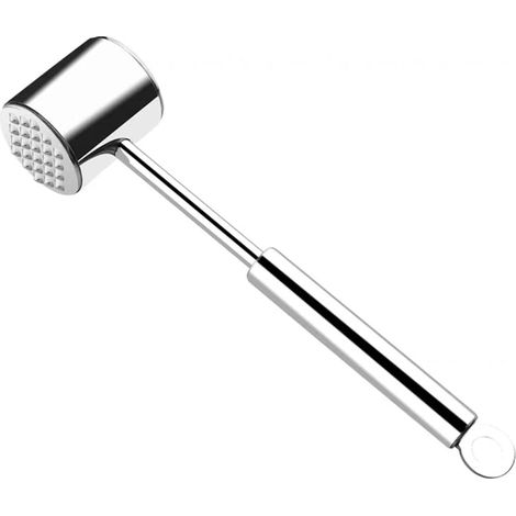 Argent - Attendrisseur de viande professionnel en acier inoxydable 304, marteau attendrisseur de viande double face, marteau attendrisseur de viande pour schnitzel, steak, boeuf, 26 cm de long, 1 pièc (1/5)