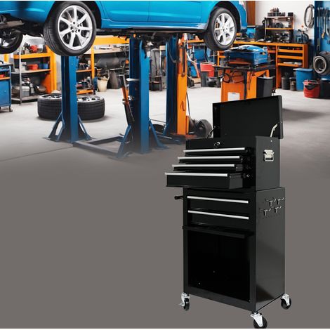 Carrello portautensili a 6 cassetti su ruote, metallo nero DESVIAE (1/5)