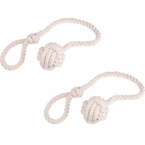 2 embrasses corde coton naturel nouées facilement, beige clair neutre (1/2)