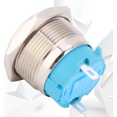 Lot de 2 interrupteurs à bouton-poussoir momentanés étanches en métal, tête haute, 2 broches, trou de montage de 22 mm (1/5)