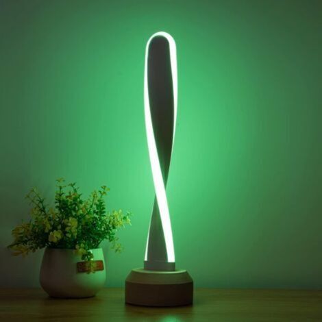 Lampe de Chevet RGB Changement de Couleur,Lampe de Table Côté Lit Dimmable Moderne et Créative LED,USB Lampe de Bureau Chambre à Coucher Coloré Métal,Lampe gradable Base en Bois Intérieur Sa (1/5)