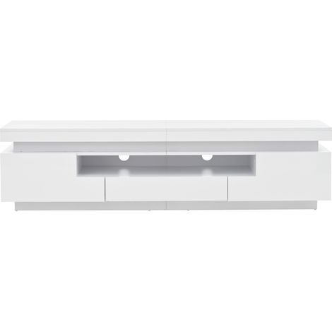 Mobile TV da terra 175x38x45 cm con LED, 2 armadi, 1 cassetto e vano semiaperto bianco (1/5)