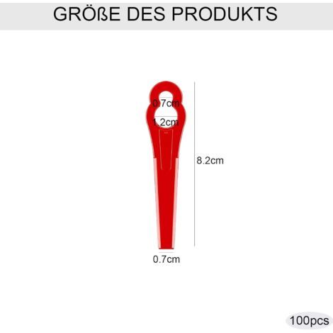 100 lames de rechange en plastique pour débroussailleuses, coupe-bordures de jardin et de pelouse. (1/4)