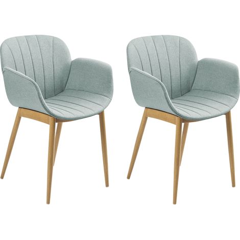 Conjunto de 2 sillas verde menta madera clara poliéster comedor Alice