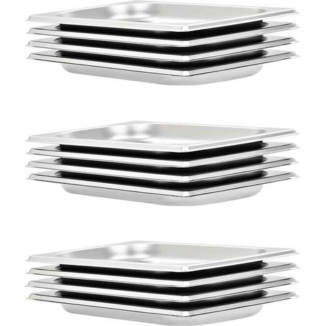 vidaXL Récipients Gastronorm 12 pcs GN 1/4 20 mm Acier inoxydable (1/5)