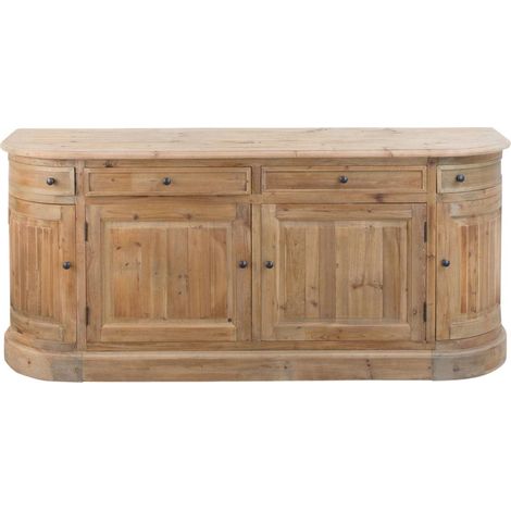 Made In Meubles – Buffet en bois recyclé 180 cm – 4 portes avec rangements – Style moderne – Poignées en laiton – Dimensions H78 x L180 x P50 cm (1/5)