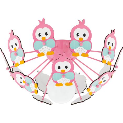 Design per sala giochi per bambini, illuminazione a soffitto, faretti, lampada, gufi, motivi animali, Eglo 95637 (1/2)