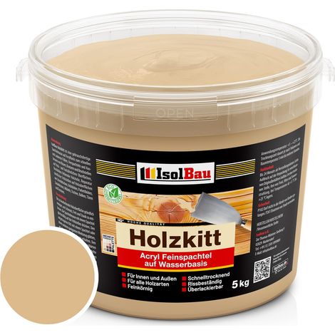 Holzkitt Spachtelmasse Holzspachtelmasse Außen Innen 5 kg Eiche Hell ( Nr. 18 ) (1/5)