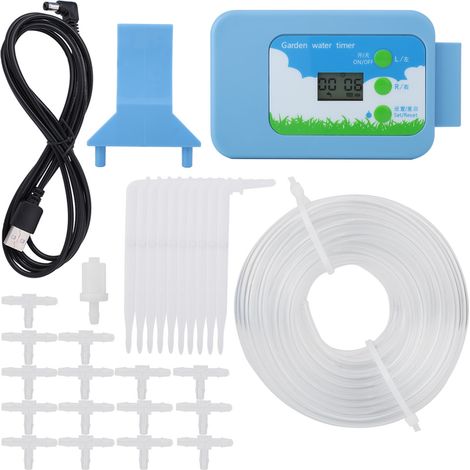 Programmateur d'arrosage automatique LCD avec capteur de pluie, système d'irrigation de jardin étanche, kit complet avec tuyau et goutteurs, ABS durable (1/5)