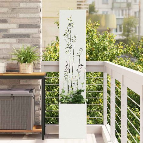 Garten Sichtschutz-Leinwand Floral Weiß 32 x 150 cm