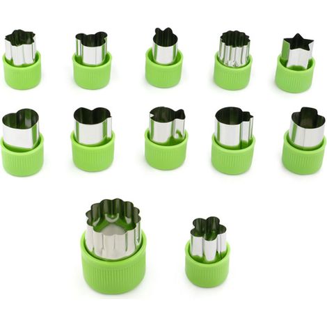 12 Grands Emporte-Pièces Légumes Verts en Acier Inoxydable - Formes Concombre, Poivron et Laitue pour Alimentation Saine (1/5)