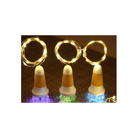 Lot de 2 bouchons de bouteille de vin lumineux LED rechargeables USB en forme de diamant, avec lampe intégrée.