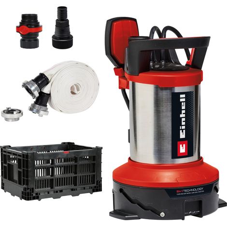 Einhell Pompe d'évacuation Kit d'inondation GE-DP 7535 N LL ECO (750 W, débit de refoulement max. 18 500 l/h) avec Tuyau 10m, raccords Storz et caisse de transport (1/5)