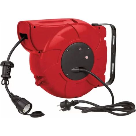Drakkar Equipement – Enrouleur électrique automatique 15 mètres – 2 prises – Disjoncteur thermique – IP44 – Câble 100% cuivre H07RN-F 3G2,5mm² (1/2)
