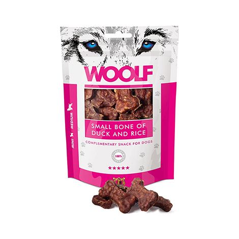 SNACKS WOOLF HUESO DE PATO Y ARROZ, Bolsa 100 gr Pack 5 uds