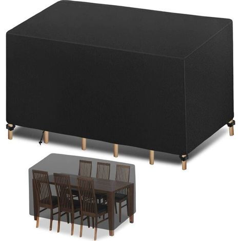 GENERIC-Housse de Protection Housse de Meuble, Bache Salon de Jardin, Housse de Table Extérieur Bâche de Protection Étanche Tissu Oxford Imperméable, Résistance au Vent, Anti-UV,200 x 140 x 90cm (1/5)