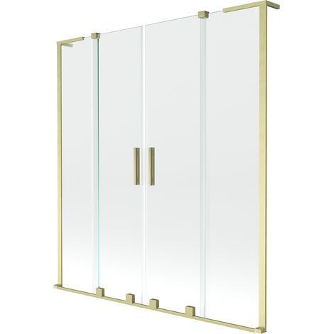 Mexen Velar L Duo Duschabtrennung 2-flügelig verschiebbar 150 x 150 cm, transparent, gold gebürstet - 896-150-003-02-55 (1/2)