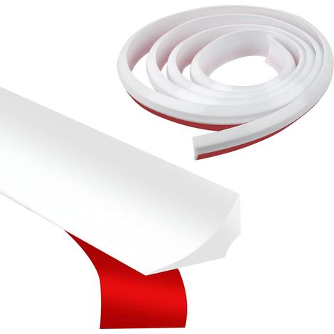 2M Baguette D'angle et Protection Murale,Silicone Joint Douche Barrière, Blanc Butée D'eau de Douche, Barrage D'Eau de Salle de Bain BarrièRe de Douche pour Cuisine de Bain (1/5)
