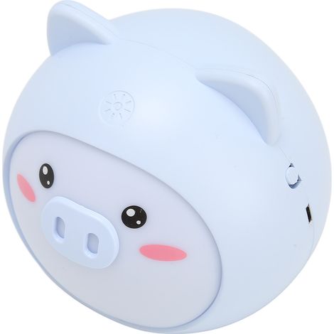 Lampe de chevet cochon mignon bleue, variateur sans paliers, 3 intensités lumineuses, rechargeable USB, veilleuse chambre à coucher (1/5)