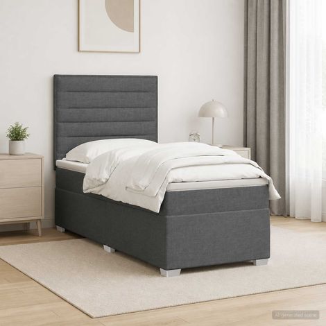 Cama box spring con colchón Gris oscuro 100 x 200 cm Tela (1/5)