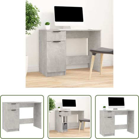 vidaXL Schreibtisch mit Schublade -  Schreibtisch Betongrau 100x50x75 cm Holzwerkstoff (1/5)