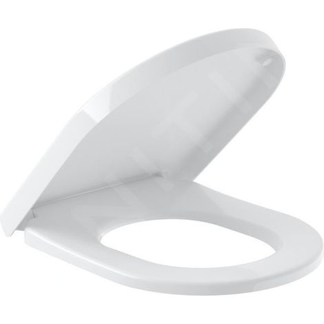 Abattant de toilettes VB Avento 374 x 445 x 49 mm Ovale à fermeture douce et démontage rapide Blanc pierre (1/4)