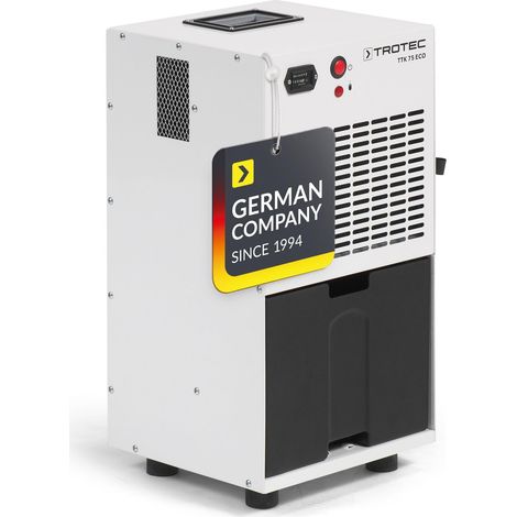 Déshumidificateur TTK 75 ECO, 21 l/24 h, dégivrage par gaz chaud, compteur d’heures, évacuation continue, jusqu’à 45 m², mobile, basse température, idéal chantier, cave, garage (1/5)