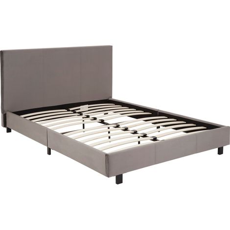 Interiors By Premier Compact Bed In Box In Brushed Steel Velvet, Minimalist Bed For Bedroom, Sturdy Bed With Vertical Stitching (1/5)