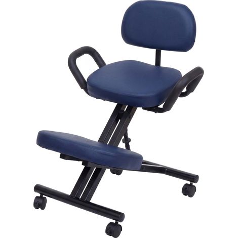 Tabouret à genoux avec dossier HWC-Q22, tabouret d'assise/é genoux, accoudoirs réglables en hauteur, (1/5)