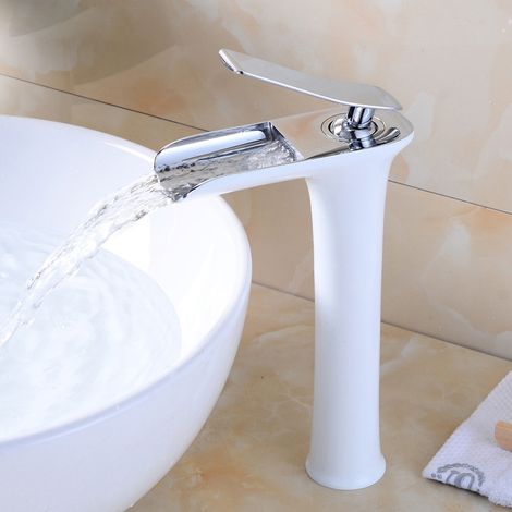 Robinet Mitigeur Lavabo Salle de Bain en Laiton Massif, Style Nordique Moderne, pour Vasque à Poser ou Encastrée, Finition Chromée Argentée - 1 Pièce-lsw