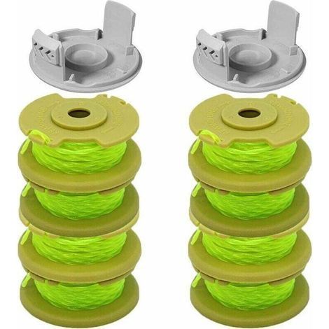 pair 10 Paquets Bobine de Rechange pour Coupe-bordure pouce pour Ryobi , Compatible Avec Ryobi One + AC14RL3A, Coupe-fil Sans Fil , 8 Bobines + 2 Capuchons de Coupe,( Jaune) (1/4)