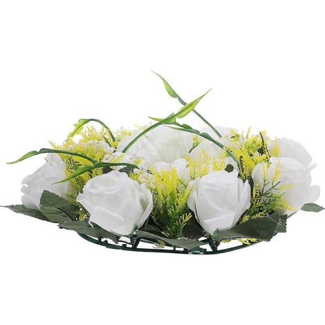 Couronne de bougies en roses artificielles pour centres de table de fêtes (2 pièces) (1/5)
