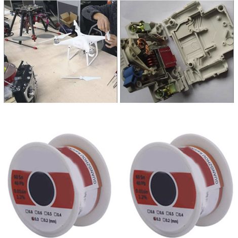 Kit 2 rouleaux fil de soudure étain 0,5mm 50g, faible résidu, stable, pour LED, ordinateur, soudage électronique (1/5)