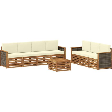 Sofa Sets with Cushion 8 pcs Solid Acacia Wood vidaXL (1/5)