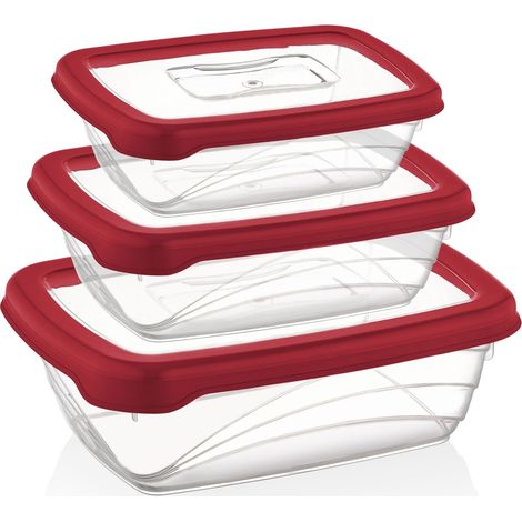 Herzberg Juego de cajas Bio Saver de 3 piezas rojo (1/5)