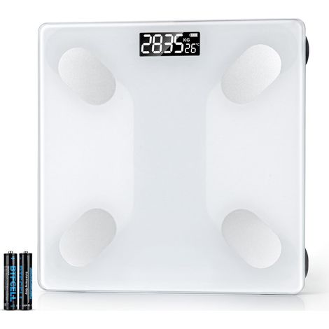 Pèse-Personne Numérique, Verre Trempé, 180kg / 0,1kg Haute Précision, 4 Capteurs, Grand Écran LED, Balance de Salle de Bain, Pour Fitness Famille (1/5)