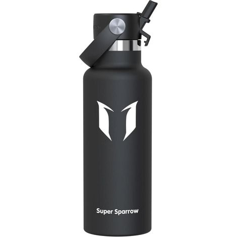 Trinkflasche Edelstahl Strohhalm BPAfrei 350ml 1L 500 ml C- Schwarz (1/5)