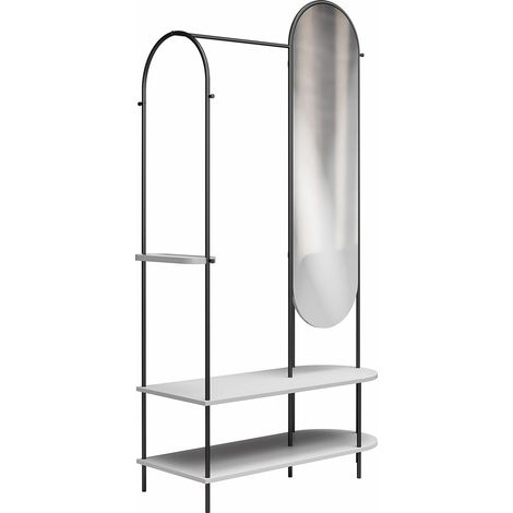 Anastacia-Armoire ouverte avec miroir en métal noir gris