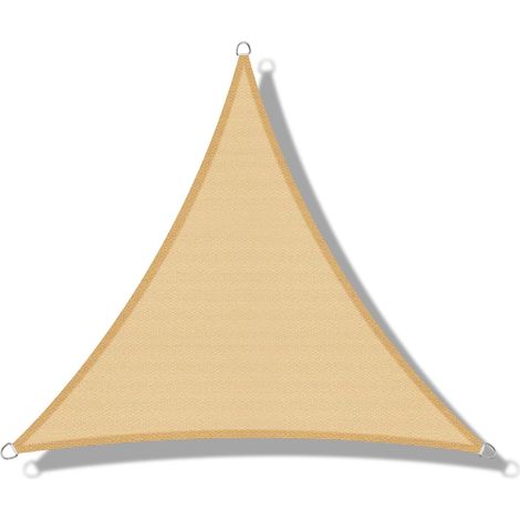 Toldo triangular Ineasicer (HDPE) de 5 x 5 x 5 m, color arena, con protección UV, para terraza, camping y jardín. (1/5)