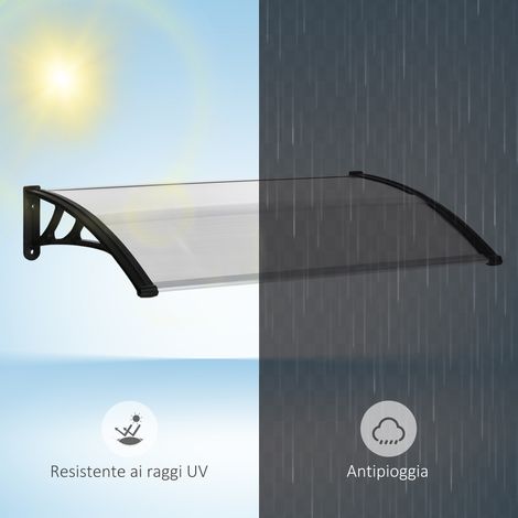 Pare-soleil transparent pour portes et fenêtres, en aluminium et polycarbonate, 110x60x18 cm - protection extérieure (1/5)