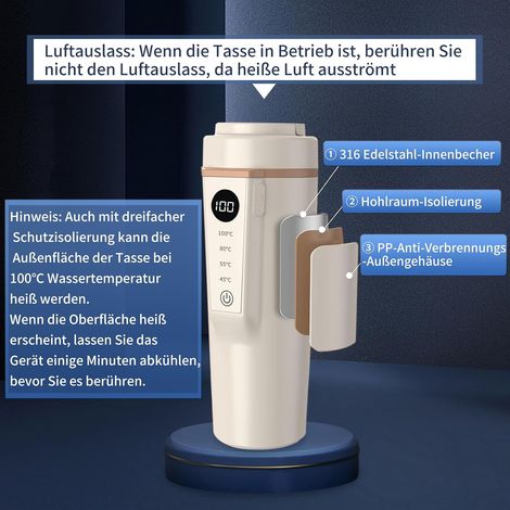 Tragbarer Wasserkocher für Zuhause und Auto, 12 V Universal, 500 ml (1/3)