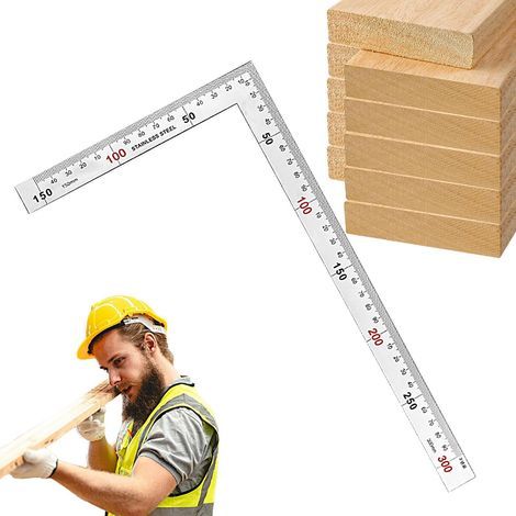 Règle D'angle Outil de traçage et de construction en acier inoxydable double face Dimensions 15 x 30 cm pour Règle d'Angle,Pour Charpentiers, Ingénieurs, Traçage, Dessin, Menuiserie Et (1/5)