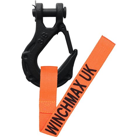 Winch Hook 3/8 Inch Clevis Forged G70, Black, Tactical. For Winches up to 14,000lb