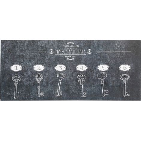 Atmosphera – Panneau porte-clés 6 crochets – MDF noir et blanc – Dimensions 44x19 cm – Design rétro pour maison familiale (1/2)