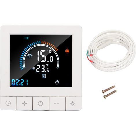 Thermostat intelligent programmable pour chauffage électrique, affichage numérique LCD, contrôleur de température pour la maison et les hôtels, AC 90 V-240 V, 16 A, style régulier (1/5)