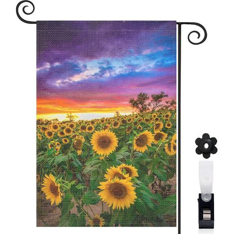 Drapeau de jardin Bienvenue en tissu résistant 30 x 45 cm vertical maison de campagne (1/5)