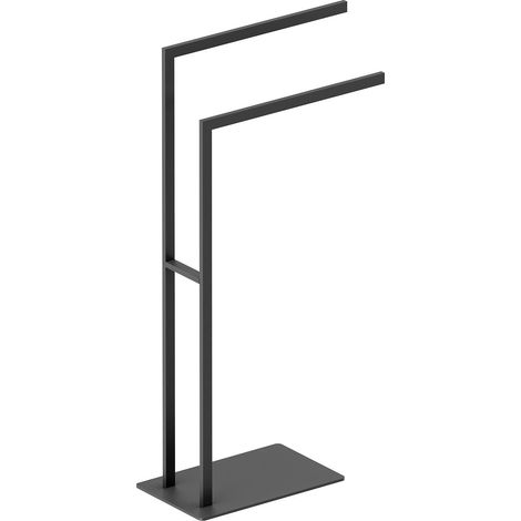 COSMIC Towel stand 2 towel rails Freestanding Matt black Essentials Collection (1/3)
