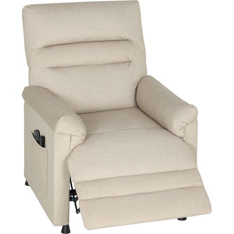 Bequemer Sessel mit Fußstütze, Heizung, 8 Massagepunkten und 5 Programmen, Samtbezug, beige