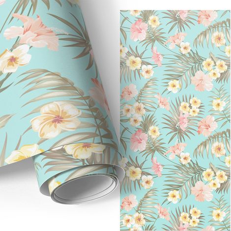 Klebefolie für Möbel - Möbelfolie - Selbstklebefolie - Küche folieren - Schrank folieren - Tischfolie - Exotische Blumen 50x100 cm